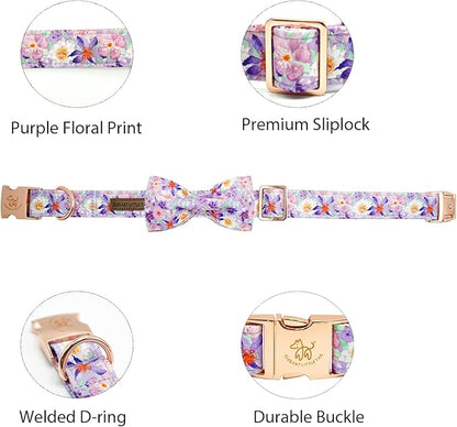 Elegant little tail Dog Collar, Rose Print Pet Collar Summer Dog Collar Durable Metal Buckle Dog Collars Cotton Pet Adjustable Dog Collars for Large Dogs