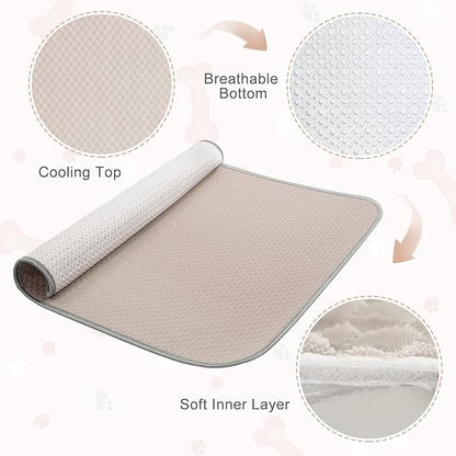 Summer Dog Cooling Mat Washable Ice Silk Self Cool Pad for Small Medium Large Dogs and Cats, Pet Sleeping Pad for Crate, Bed, Indoor & Outdoor Floor, Car Seats