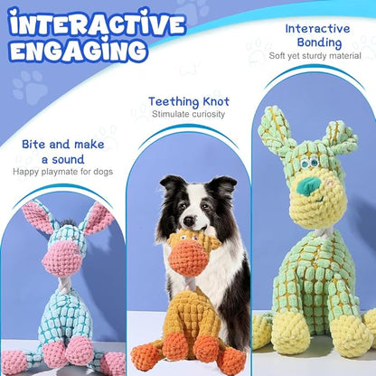 2025 New Dog Toys, Indestructible Plush Dog Toy, Dogs Toys for Aggressive Chewers, Dogs Squeaky Chew Toy for Indoor Pups Teething (Green 1pcs)