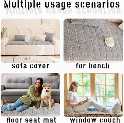 Sofa Cover Fuzzy Couch Cover for Pet, Couch Covers for Dogs Washable Non-Slip Sofa Slipcover Cushion Protector Pets Friendly Mat Bed