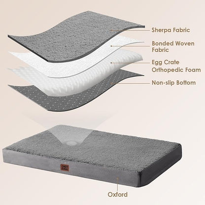 EHEYCIGA Orthopedic XL Dog Beds for Extra Large Dogs with Removable Washable Cover for Crate, Grey, 41x27