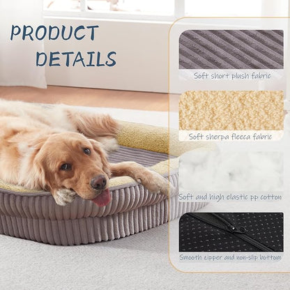 Orthopedic Dog Bed for Medium, Large Dogs Breeds, High Density Egg Crate Foam Dog Sofa Beds with Four Sided Bolster,Oval Kennel Bed, Pet Couch Bed,Removable Washable Cover& Non-Slip Bottom