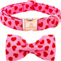 Lionheart glory Dog Bow Collar Valentine's Day Dog Collar for Large Dogs, Hearts Dog Collars with Bowtie Spring Dog Collar Pet Collar Bows