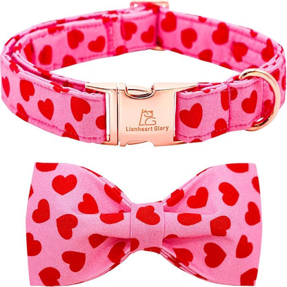 Lionheart Glory Valentine's Day Dog Collar with Bowtie for X-Small Dogs
