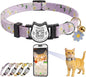 Cute Floral Breakaway Cat Collar with QR Code ID Tag, Soft Cotton Adjustable Kitten Collar with Bell, Personalized Scan ID for Cats, Daisy Pattern, Flower Pendant(Purple)