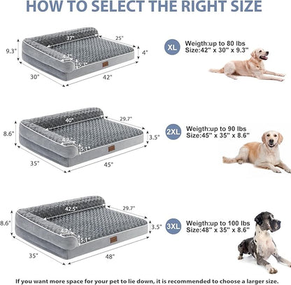 BFPETHOME Orthopedic Dog Beds for Extra Large Dogs, Waterproof Sofa XXL Pet Bed with Sides, Non-Slip Bottom and Egg-Crate Foam Big Dog Couch Bed with Washable Removable Cover,Pet Bed for Large Dogs