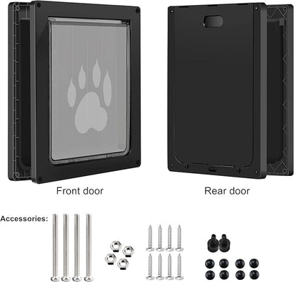 CEESC Dog Door for Pets Up to 45 lb, Weatherproof Pet Door for Cats and Dogs, Durable, Snap-in Closing Panel Included, Suitable for Interior and Exterior Doors(Medium Black)