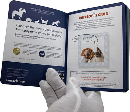 Color Premium PU Leather stitch-sewn Pet Passport Medical Record for Pet Health and Vaccination English + Spanish for Cat, Dog, Puppy and Kitten (Blue, Single)