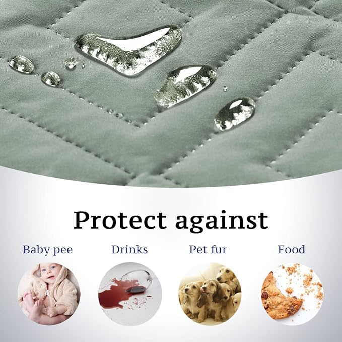 H.VERSAILTEX Reversible Loveseat Cover Furniture Protector Anti-Slip Water Resistant 2" Elastic Straps Couch Covers Pets Fit Sitting Width Up to 54"(Oversized Loveseat: 75" x 98", Desert Sage/Beige)