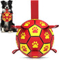 QDAN Dog Toy Balls, Dog Soccer Ball with Straps, Outdoor Dog Toys, World Cup Pet Training Soccer for Medium to Large (8 Inch)