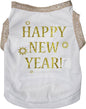 Petitebella Bling Happy New Year Puppy Dog Shirt (White/Gold, XX-Large)