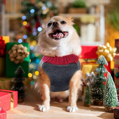 Dog Christmas Sweater Xmas Pet Clothes Cute Gray Reindeer Holiday Puppy Cat Costume New Year Gifts for Small Medium Large Dogs Jumpers (L, Gray Reindeer)