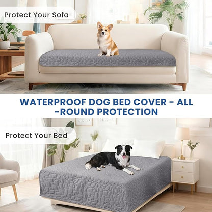 Waterproof Couch Covers for Pets, Waterproof Dog Bed Cover, Anti-Slip Soft Dog Blankets, Couch Cover for Dogs Washable, Pet Blanket for Puppy Large Dogs Cat (30x53 Inch, Light Grey)
