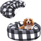 Round Dog Bed Cover Washable Elastic Edged Pet Bed Protector with Black Lattice Pattern Design for Medium & Small Pet Beds, Cover Only (Lattice, 20×9.8 Inch)