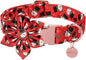 Christmas Dog Collar with Flower, Christmas Flower Collar for Puppy Girl Boy Dog or Cat, Comfortable Dog Collar Flower with Durable Metal Buckle, Cute Pet Collar, XS