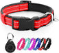 azuza Reflective Dog Collar with Airtag Holder, Soft Neoprene Padded Pet Collar with ID Tag Ring, Adjustable for Medium Dogs,Red,XS
