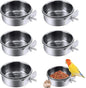 PINVNBY Parrot Feeding Cups Birds Food Dish Stainless Steel Parrot Feeders Water Cage Bowls with Clamp Holder for Cockatiel Conure Budgies Parakeet Macaw Small Animal Chinchilla Pack of 6