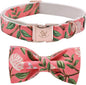 Elegant little tail Dog Collar with Bow, Cotton & Webbing, Bowtie Dog Collar, Adjustable Dog Collars for Small Medium Large Dogs and Cats