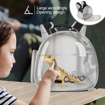 Portable Travel pet Backpack Carrier with Self Warming Pet Bed Set, Guinea Pig Carrier for 2,Reptile Travel Carrier for Lizards Sugar Glider Hedgehog Rat Parrot Birds Breathable Hangbag