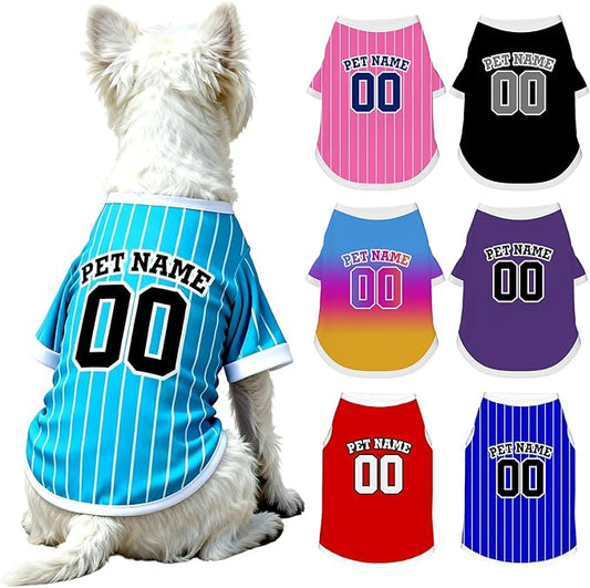 Custom Dog Shirt Personalized Pet Jersey Shirts with Name Photo Text Logo Customized Dog Pullover T Shirt Gifts for Small Medium Large Dogs Cats