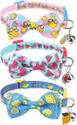 SCENEREAL Breakaway Cat Collar with Bell, 3 Pack Safety Adjustable Cat Collars with Pendant, Personalised Puppy Kitten Collar with Bow for Spring Summer Boys Girls, Pineapple & Lemon & Watermelon