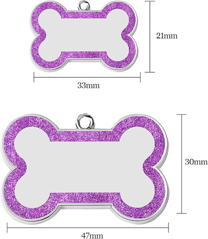 Dog Tags Personalized for Pets Dog Name Tags Personalized Dog Tag Engraved with Any Name & Text Custom Dog ID Tags Glitter Bone ID Tag for Puppy Cat (Pink L, Bone)