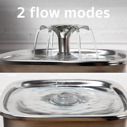 Veken Innovation Award Winner Stainless Steel Cat Water Fountain, 95oz/2.8L Automatic Pet Fountain Dog Water Dispenser with Replacement Filters & Silicone Mat for Cats, Dogs, Multiple Pets (Tea Green)