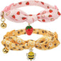 Bowtie Cat Collar with Bell 2 Pack Stylish Breakaway Kitten Collars with Removeable Bowknot,Yellow Bee & Pink Strawberry