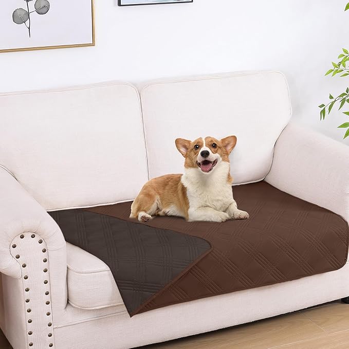 hyha Waterproof Dog Blanket, Reversible Pet Bed Blanket, Soft Sofa Couch Cover for Dogs Washable, Waterproof Pet Couch Covers for Sofa Puppy Cats Furniture Protector(30"x53", Brown/Chocolate)