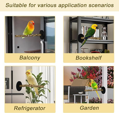 ASOCEA Bird Perch Bird Stand with Magnet,Portable Parrot Training Stick Natural Wood for Parrots,Parakeet,Lovebird,Cockatiels,Budgies-Strong Magnet Mount for Any Iron Surfaces