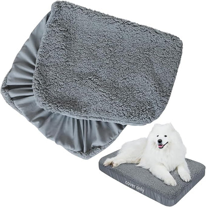 Dog Bed Covers Soft Plush Replacement Washable, Waterproof Pet Mattress Bed Liner Grey 44x32 Inches, for Dog/Cat, Cover Only