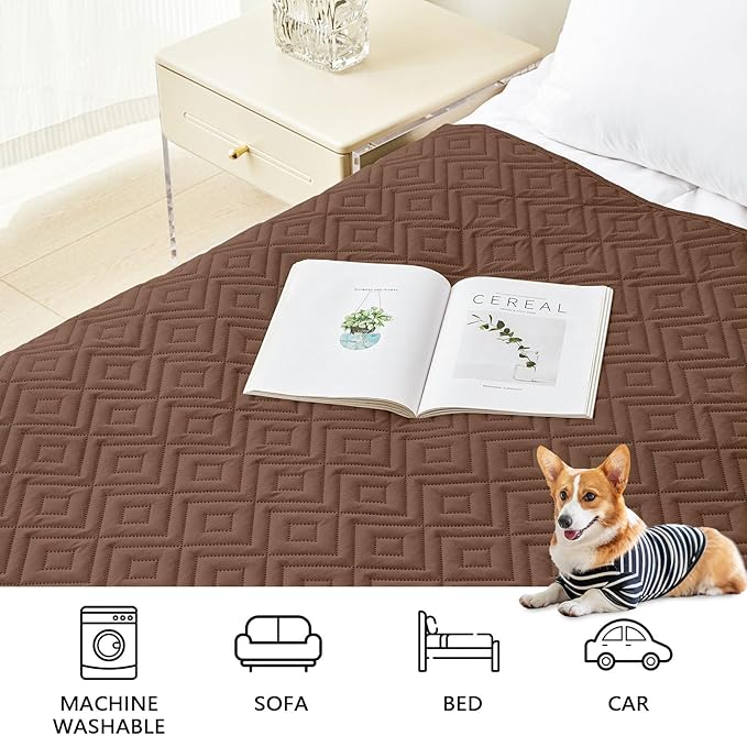 hyha Waterproof Dog Blanket, Soft Pet Bed Blankets, Waterproof Sofa Couch Cover for Dogs Washable, Reversible Pet Couch Covers for Sofa Furniture (68x82 Inch, Brown/Chocolate)