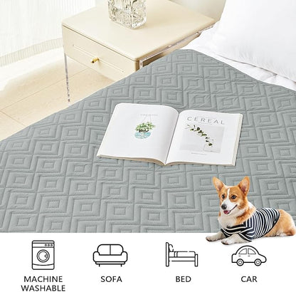 hyha Waterproof Dog Blanket, Soft Pet Bed Blankets, Waterproof Sofa Couch Cover for Dogs Washable, Reversible Pet Couch Covers for Sofa Furniture (82x82 Inch, Grey/Light Grey)