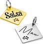 Ultra Joys Dog Tags Personalized for Pets - Hollow Paw Custom Pet ID Tag - Engraved Dog Tag for Small, Large Dogs - Small Diamond in Gold