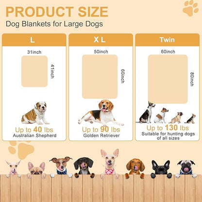 Dog Blanket for Large Dogs 3 Pack Dog Cat Flannel Blankets Washable Soft Pet Throw Cover for Kennel Crate Bed Cute Paw Pattern Pet Blanket Grey/White/Brown 41" x 31"