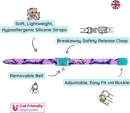 Kittyrama Botanicals Fern Kitten Collar. Award Winning. Hypoallergenic, Quick Release Breakaway, Comfy & Soft. Vet Approved. Other Styles Available