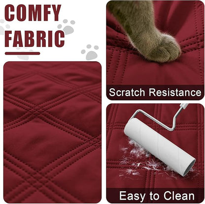 Smiry Waterproof Dog Bed Cover Blanket 40x80, Soft Reversible Pet Blanket, Washable Leakproof Cats Dogs Couch Cover for Sofa, Couch, Furniture, Wine Red/Beige