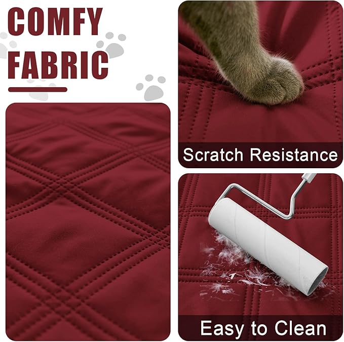 Smiry Waterproof Dog Bed Cover Blanket 68x82, Soft Reversible Pet Blanket, Washable Leakproof Cats Dogs Couch Cover for Sofa, Couch, Furniture, Wine Red/Beige