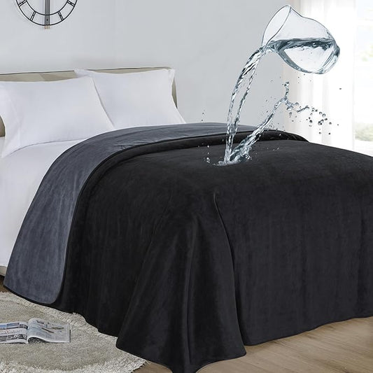 Softan Waterproof 100% Leak Proof Blanket for Baby Adults Pets Dogs Cats, Pee Proof, 3 Layer Protector for Bed, Sofa Couch and Other Furniture, 90"x90", Charcoal | Black, Reversible Lightweight