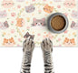 Cat Feedings Mats 20x12 inch Beige Cat Print Pet Bowl Placemat Non Slip Mat for Cats Food and Water Indoor Kitty Feeding Station Cute Cats Meal Mat for Small Pets Kitchen Floor Use