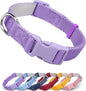 Dynmeow Soft and Breathable Cotton Dog Collar, Durable Adjustable Heavy-Duty Female Girl Pet Collar with Quick-Release Buckle, Lightweight for Sensitive Skin for Medium and Large Dogs, Purple, M