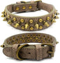 Spiked Dog Collar Soft Pu Leather Mushrooms Rivet Spike Studded Puppy Adjustable Pet Collars for Small Breeds (S, Grey1)