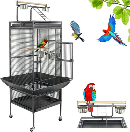 Nova Microdermabrasion 61 Inches Large Bird Cage Play Top Parrot Cockatiel Parakeet Chinchilla Macaw Cockatoo Cage W/Stand Perch Pet Supplies