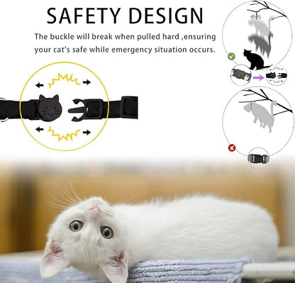 Cat Collar Breakaway with Bells,3 Pack Safety Adjustable Pet Collars,Ideal for Girl Boy Kittens. (Blue Black Starfish)