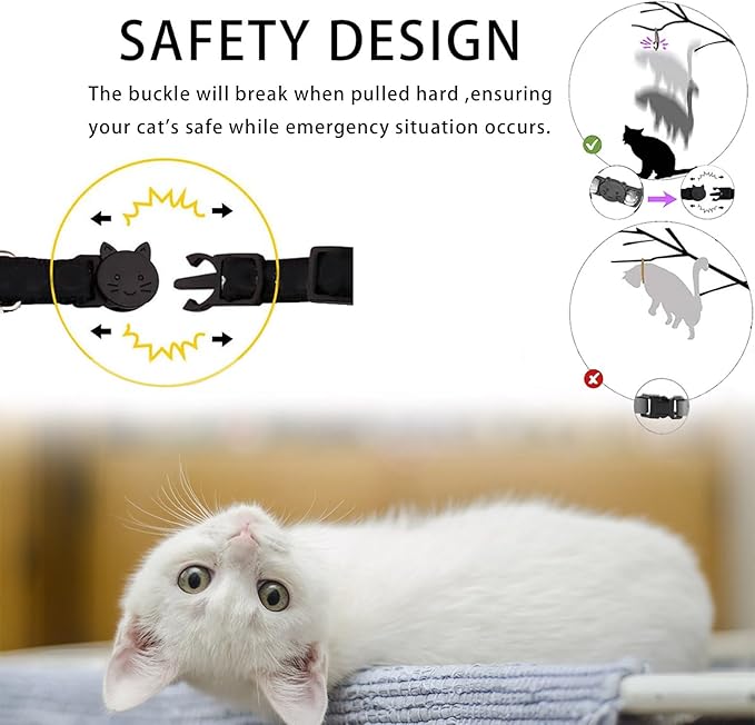 Cat Collar Breakaway with Bells,3 Pack Safety Adjustable Pet Collars,Ideal for Girl Boy Kittens. (Orange Green Pink)
