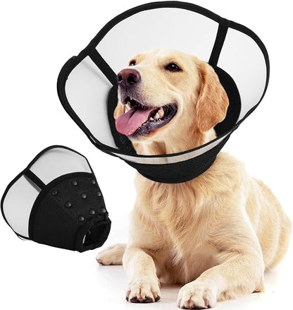 Allroaring Dog Cone Collar After Surgery, Soft Dog Cones for Large Dogs, Breathable Pet Elizabethan Collar Dogs Recovery Cone to Stop Licking Protective Wound Lightweight E-Collar, Black XL
