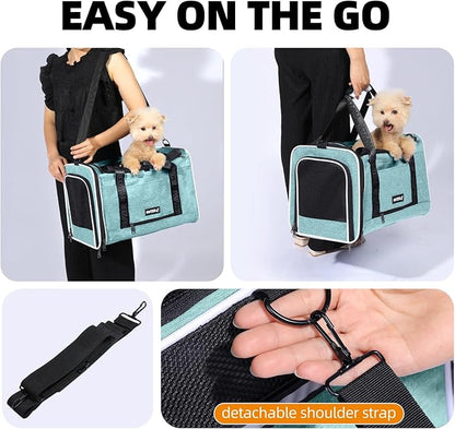 Top Loading Medium Pet Carrier with Privacy Window for Anxiety Cat, Soft-Sided Small Kitten Travel Crate Vet Friendly, Little Dog Bunny Kennel Carry Bag Suitcase, 18x11x11 Teal