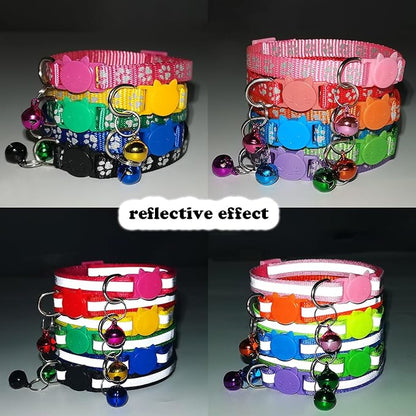 Pink Cat Collars with Bells, [2 Pack] Break Away Cat Collar with Bells, Reflective Kitten Collar Breakaway for Boy Pet Cats Kitty