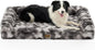 Faux Fur Orthopedic Dog Bed, Extra Large Dog Bed, Supportive Foam Pet Sofa with Waterproof Lining Cover, Washable U-Shaped Pet Couch with Anti-Slip Bottom Design, Tie-dye Grey XXL 48x32x8 inch