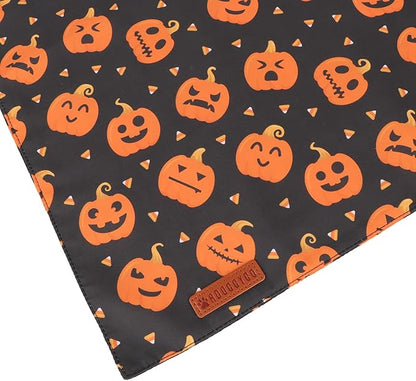 ADOGGYGO Halloween Dog Bandanas 2 Pack, Reversible Pumpkin Ghost Scarf, Premium Fabric, Adjustable Fit Orange Black Halloween Bandanas for Medium Large Dogs (Large)